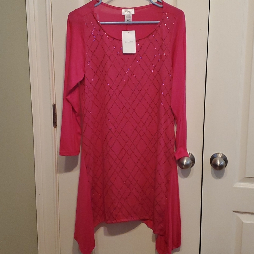 🆕️ Bellino Fuschia Sidetail Scoop Neck Dress
